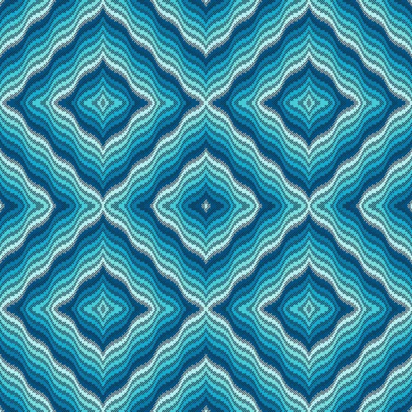 Patrón Vectorial Sin Costura Ornamental Con Líneas Onduladas Tonos Azules — Vector de stock