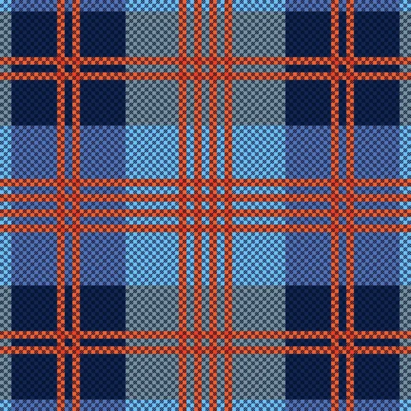 Tartan Scottish Seamless Pattern Blue Grey Orange Hues Texture Flannel — стоковый вектор