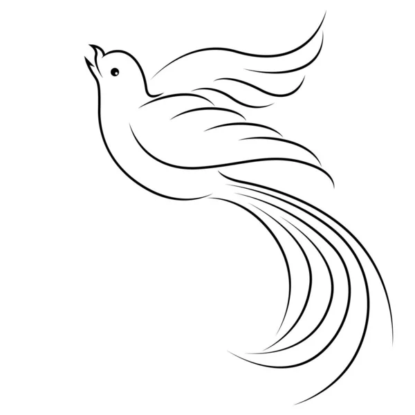 Esboço Preto Pássaro Voador Ilustração Isolada Fundo Branco — Vetor de Stock