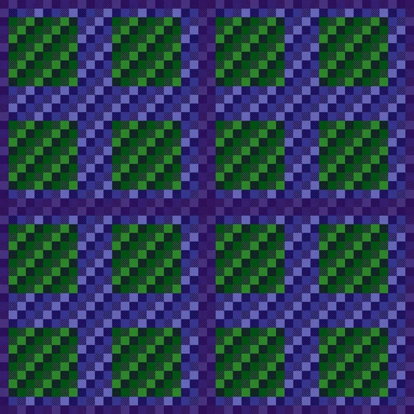 Contrast Rectangular Seamless Vector Pattern Tartan Plaid Mainly Green Violet — Stock Vector