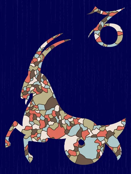 Знак Зодиака Козерог Заполнен Красочными Приглушенными Мозаичными Фигурами Темно Синем — стоковый вектор