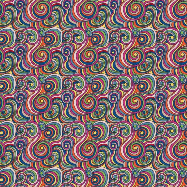 Soyut yağmur bulutları ve sessiz renklerle kusursuz desen, vektör el çizimi.