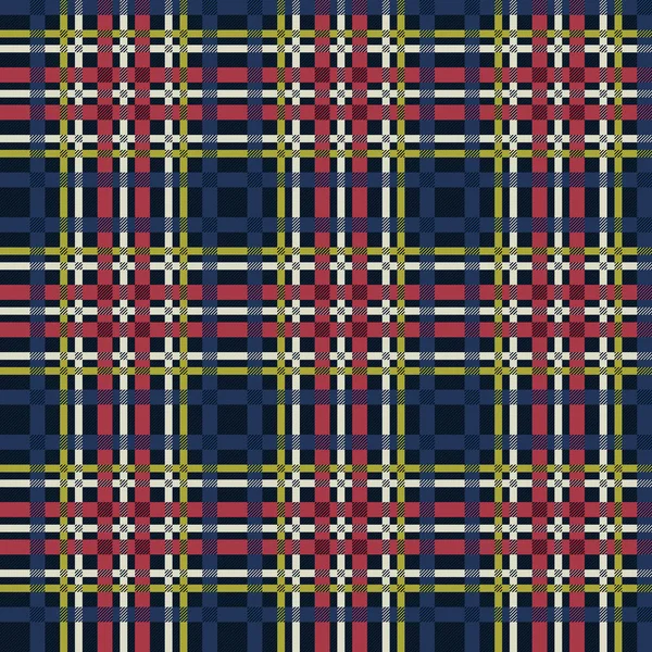 Tartan Scottish Muted Seamless Pattern Muted Blue Khaki Red White — Stock Vector