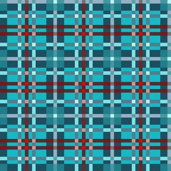 Tartan Scottish Seamless Pattern Turquoise Hues Red Pink Colors Diagonal — Stock Vector