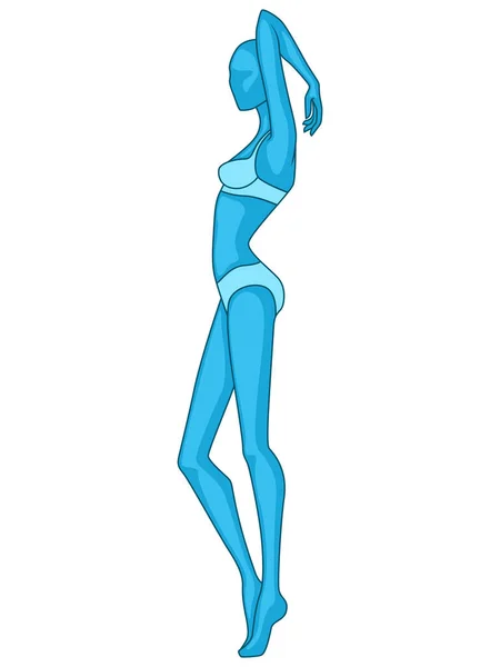 Abstract Silhouet Van Slanke Vrouw Ondergoed Vector Illustratie Blauwe Tinten — Stockvector