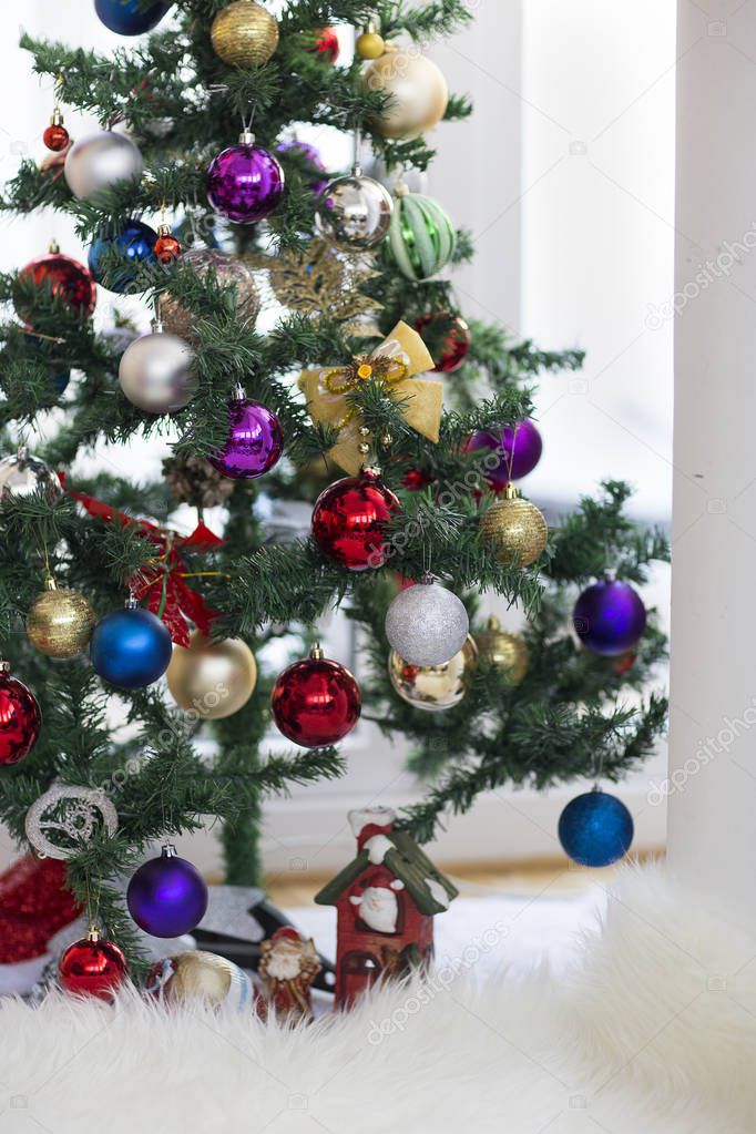 close up of decorated Christmas tree