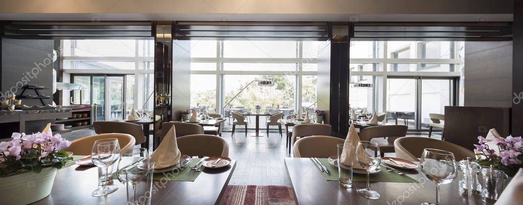 wooden table in modern interior