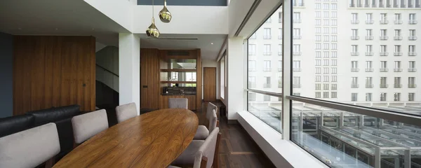 Open plan living room of a luxury duplex apartment — Stock Image Open Plan Living Room Luxury Duplex Apartment Stock Image