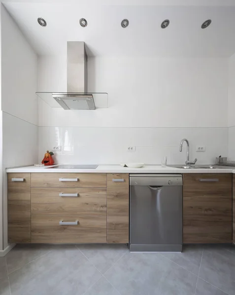 Büyük Lüks Modern Ahşap Mutfak Granit Tezgahlar — Stok fotoğraf