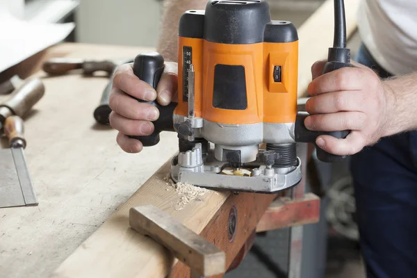 Hombre Con Router Carpintería Carpentry —  Fotos de Stock