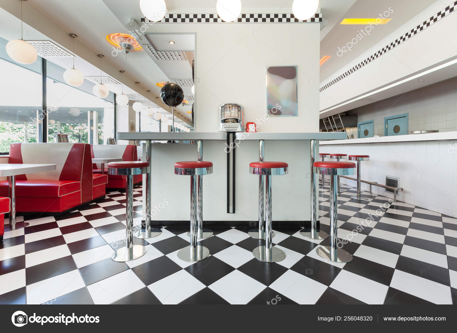 American Diner Restaurant Retro Interior Stock Photo by ©arizanko 256048320
