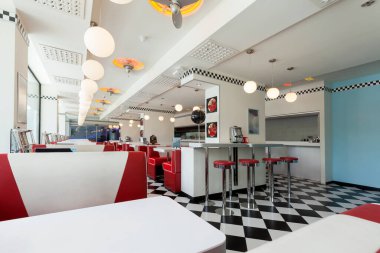 Amerikan lokanta restoranı. Retro iç