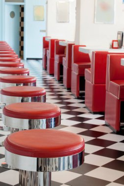 Amerikan Diner restoranda Bar dışkı detayları, sığ Dopf