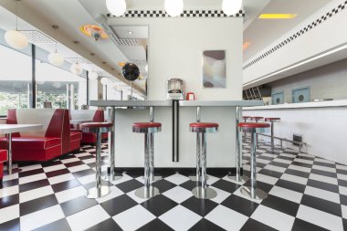 Amerikan lokanta restoranı. Retro iç