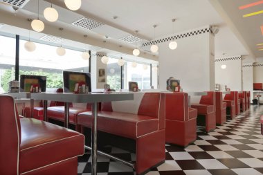 Amerikan lokanta restoranı. Retro iç
