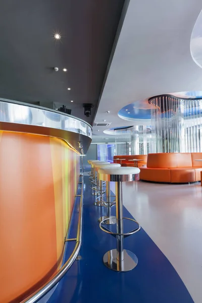 orange futuristic disco bar interior
