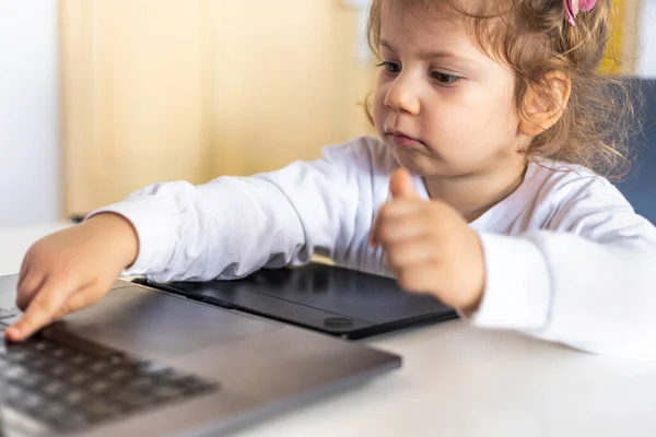 Stay Home Concept Child Playing Digital Device Stock Photo