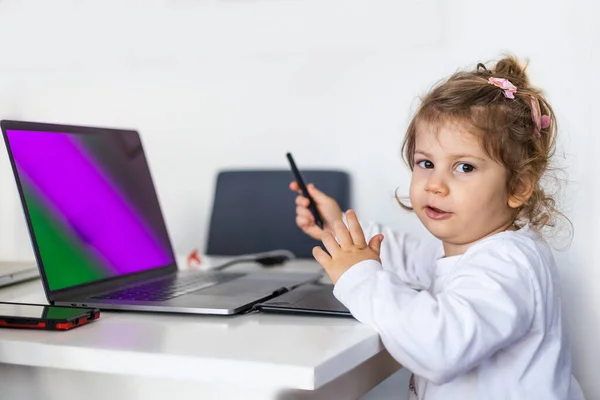 Stay Home Concept Child Playing Digital Device Stock Photo