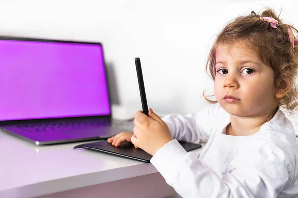 Stay Home Concept Child Playing Digital Device Stock Photo