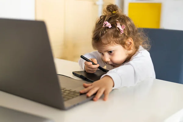 Stay Home Concept Child Playing Digital Device Royalty Free Stock Photos