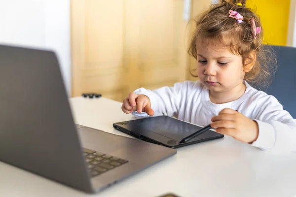 Stay Home Concept Child Playing Digital Device Royalty Free Stock Photos