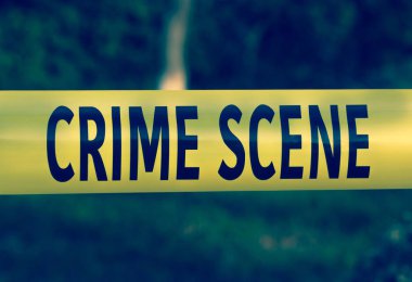 Çapraz değil polis suç sahne teyp closeup, açık havada teyp