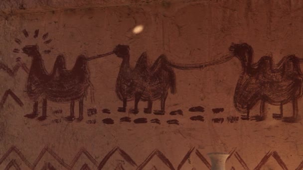 ラクダのキャラバン図面 古代の芸術 考古学 — ストック動画