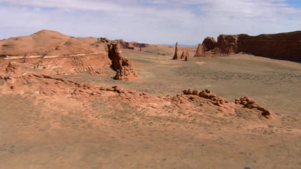 Aerial Flight Rocks Desert Central Asia Dunhuang Great Gobi Desert — Stock Video