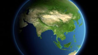 Planet Earth uzaydan gelen bilgisayar oluşturulan gerçekçi görünümü (3d, CGI)