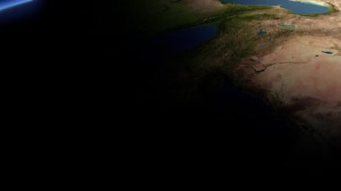 Kafkasya ve Karadeniz uzaydan gelen bilgisayar oluşturulan gerçekçi görünümü (3d, CGI)