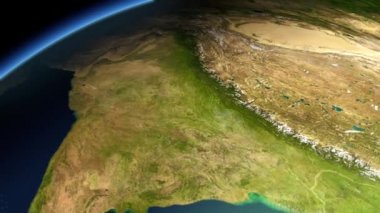 Orta Asya uzaydan gelen bilgisayar oluşturulan gerçekçi görünümü (3d, CGI)