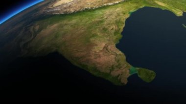 Uzaydan Hindistan kıtası üzerinde bilgisayar oluşturulan gerçekçi görünümü (3d, CGI)