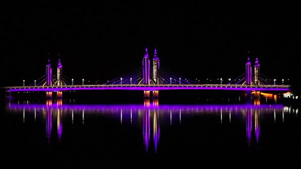 Puente Beijing China Por Noche Puente Jade Belt Road Distrito — Vídeo de stock