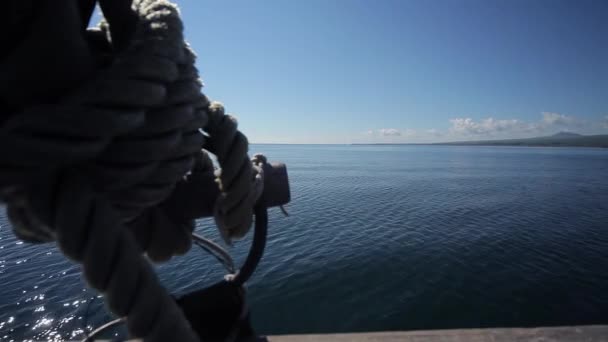 Vista Lago Ondas Partir Convés Navio Lago Paisagem — Vídeo de Stock