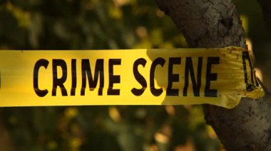 Çapraz değil polis suç sahne teyp closeup, açık havada teyp