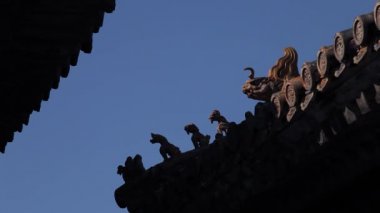 Yasak Şehir, Beijing, Çin Çin tapınakta geleneksel kiremit çatılar.