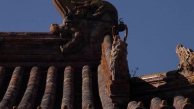 Yasak Şehir, Beijing, Çin Çin tapınakta geleneksel kiremit çatılar.