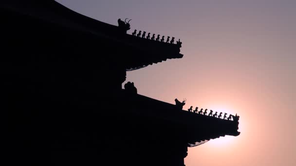 Traditionella Tegeltak Kinesiska Tempel Den Förbjudna Staden Peking Kina — Stockvideo