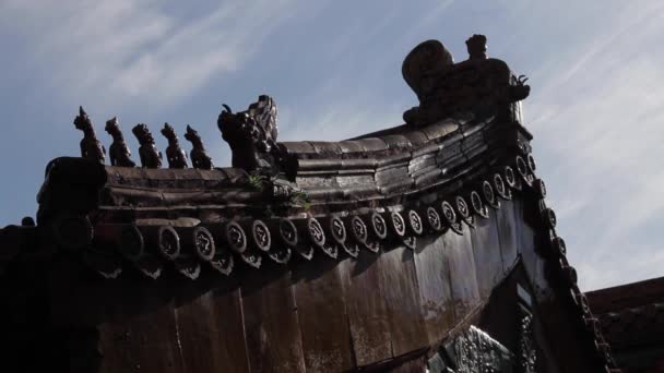 中国紫禁城中国寺庙的传统瓷砖屋顶 — 图库视频影像