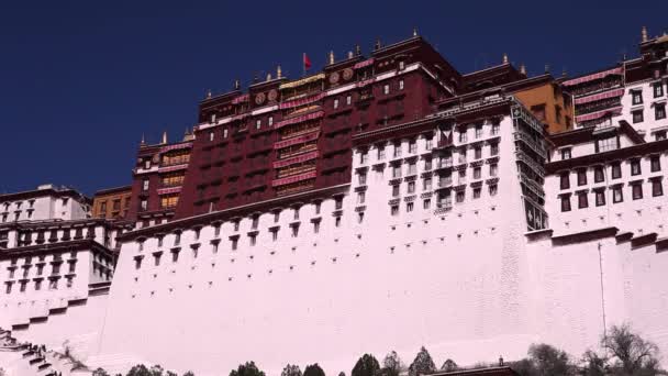 Дворец Потала Лхаса Тибет Деталь — стоковое видео