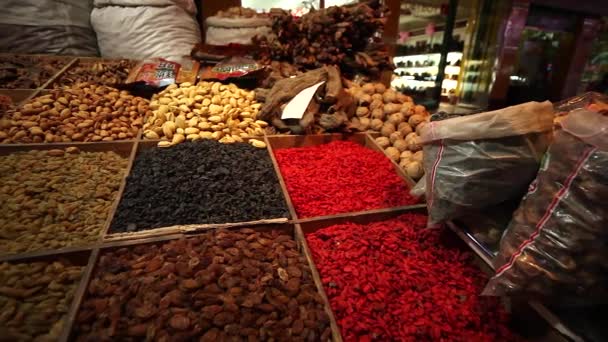 Des Épices Exposées Marché Dunhuang Chine Une Grande Ville Sur — Video