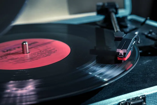 Primer Plano Grabación Vinilo Con Línea Brillo — Foto de Stock