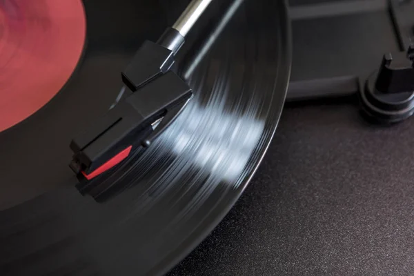 Vinyl record closeup with shine line