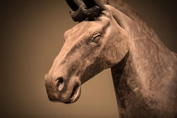 Häst Staty Från Den Terrakottaarmén Krigare Vid Graven Kinas Första — Stockfoto
