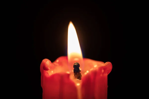Κόκκινο Κερί Μαύρο Φόντο Ακραία Closeup Φλόγα Royalty Free Εικόνες Αρχείου