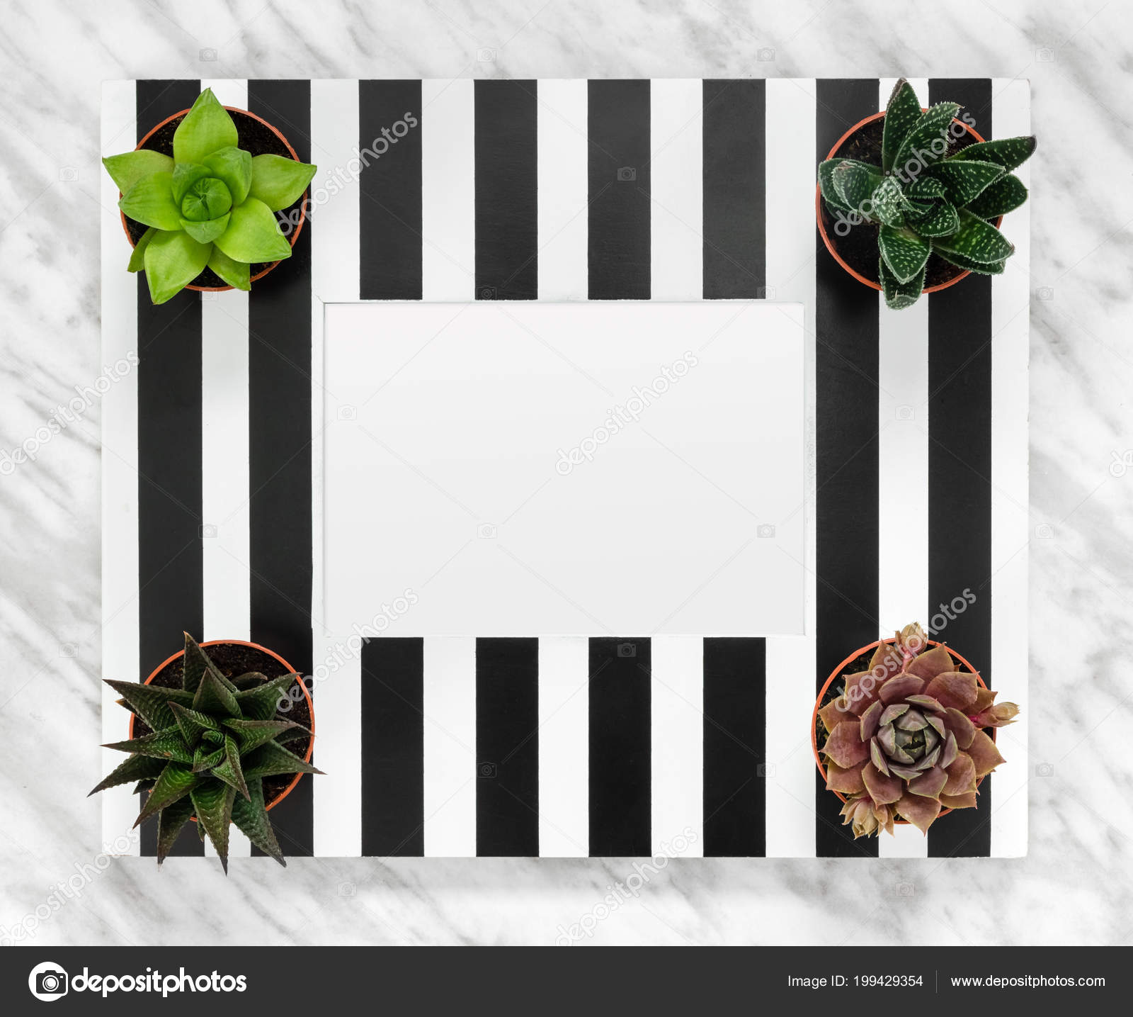 Black And White Striped Picture Frame With Copy Space And Black And White Striped Picture Frame With Copy Space And