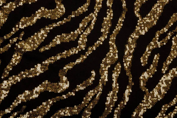 Tissu Noir Avec Motif Sequin Doré Brillant Mode Fond Glamour — Photo