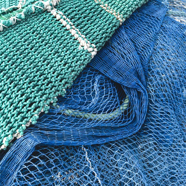 Close Turquoise Blue Fishing Nets — Stock Photo, Image