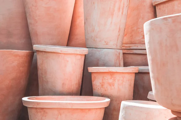 Texture Clay Flowerpots Stacked Top Each Other — Stock Photo, Image