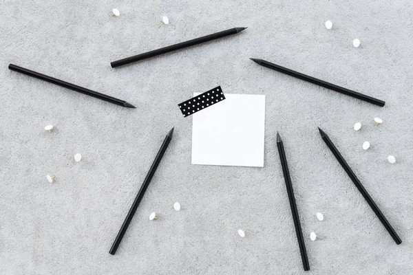 Papel en blanco y lápices negros afilados —  Fotos de Stock